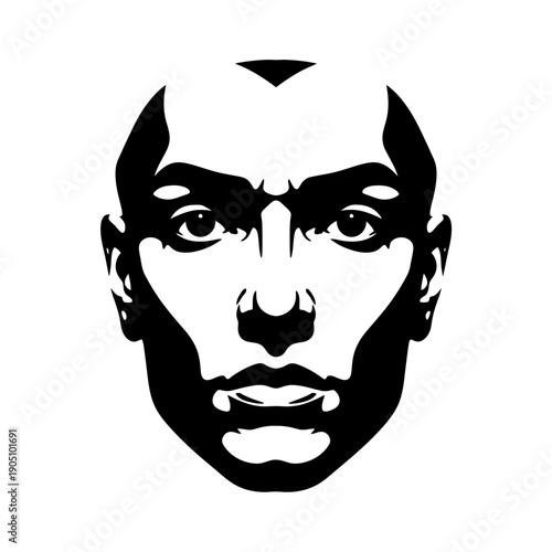 Black and White Male Face Portrait.