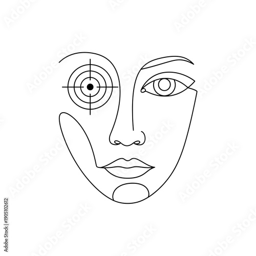 Line Art Human Face Illustration.