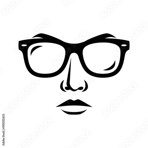 Man Face Wearing Eyeglasses Illustration.