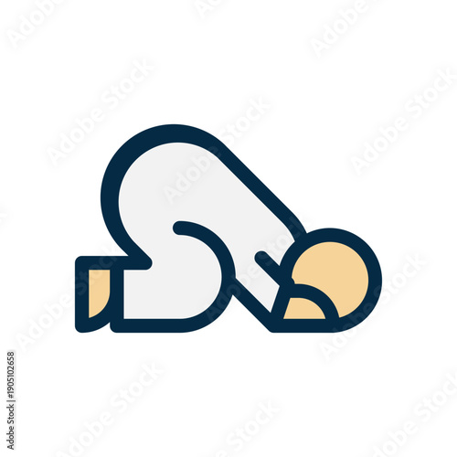 Premium Praying Man Icon - Gold and Blue Salat Prostration Position