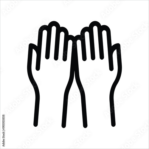 Praying Hands Gesture Icon - Islamic Dua Outline