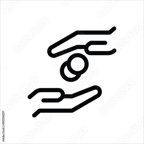 Giving Hand Icon - Islamic Zakat and Charity Line Art