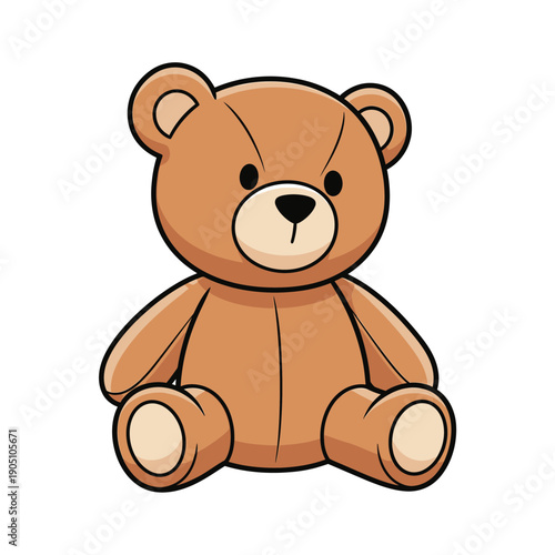 Cute Cartoon Teddy Bear Sitting Illustration.
