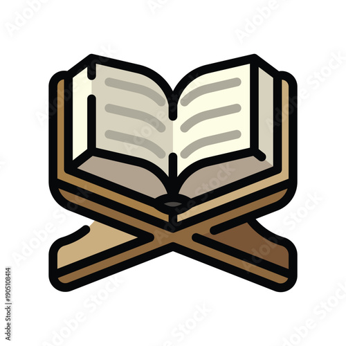 Open Holy Quran on Reading Stand - Islamic Scripture Study
