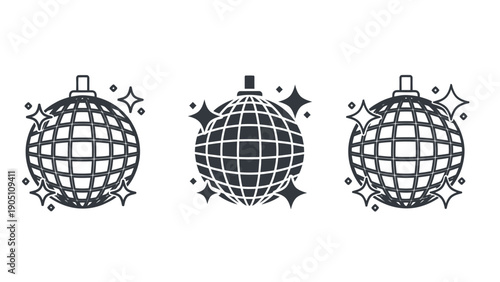 Three globe icons with sparkles for global connectivity and graphic design concept.