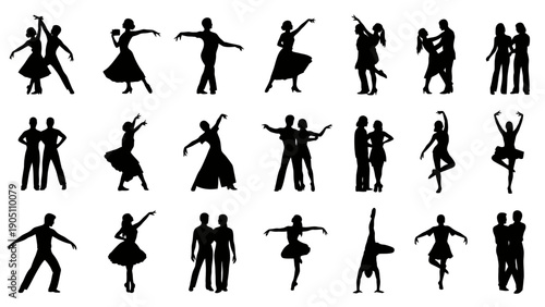 Collection of Silhouetted Dancers Capturing Dynamic Movement and Rhythmic Celebration.