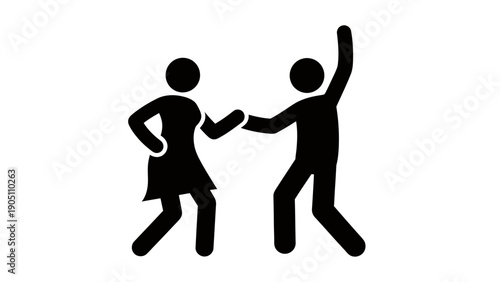 Two Silhouette Figures Dancing Together in a Playful Gesture.