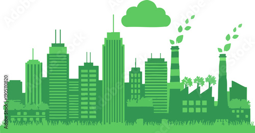 Sustainable Green Cityscape Eco Friendly Buildings Illustration