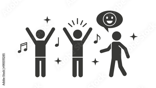 Three Silhouetted Dancers Celebrate in Energetic Nightlife Scene.