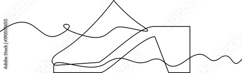 one line art High Heel Clog vector illustration. line art, one continuous line, simple, hand drawn and sketch style. for icons, symbols, signs or logos. PNG