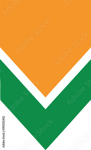 Abstract orange and green chevron design element