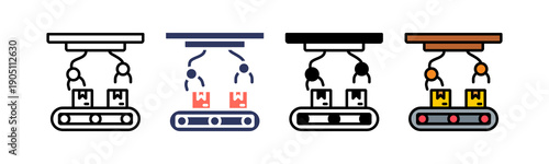 Production Line Icon Multiple Style
