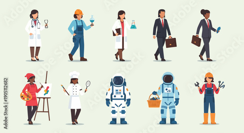 Diverse professionals and robots working together in a modern office environment from a high viewpoint