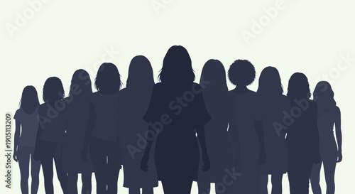 Diverse group of silhouetted people standing together in unity and solidarity, viewed from behind