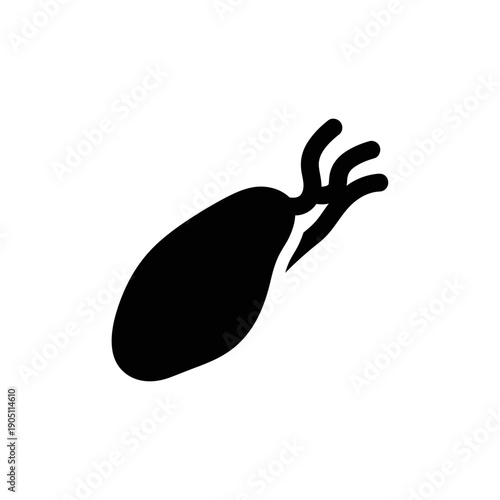 Simple Black Icon of a Bacterium or Microbe.