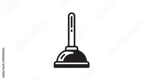 Plunger in simple flat design with black color on white background for plumbing icon