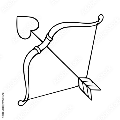 minimalist valentine's day bow and love arrow line art