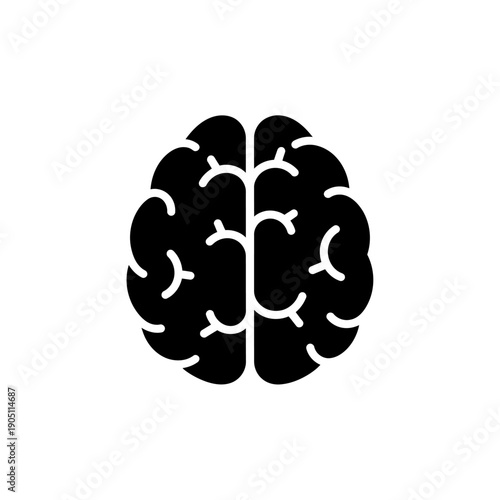 Stylized Black and White Brain Icon Representing Thought and Intelligence.