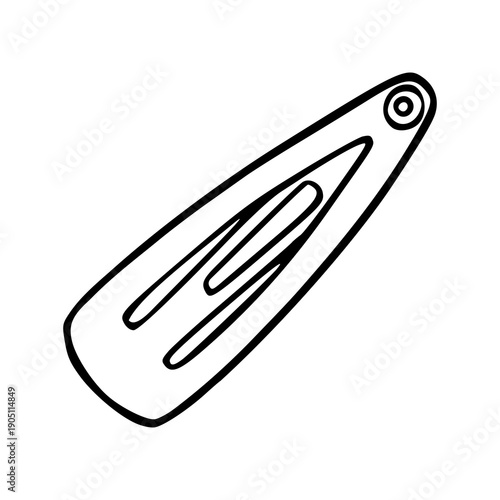 retro snap pin hairclip outline isolated on white