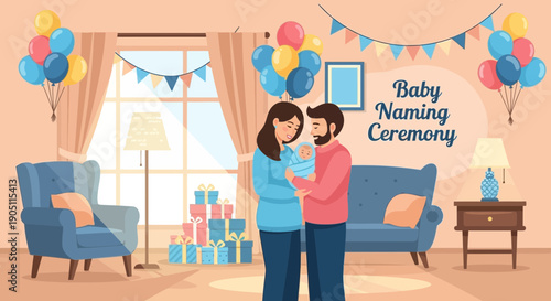Parents Celebrating Baby Naming Ceremony with Joy and Love.