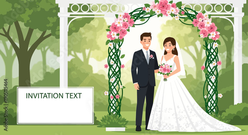 Wedding Day Bliss A Couples Joyful Celebration Under Floral Arch.