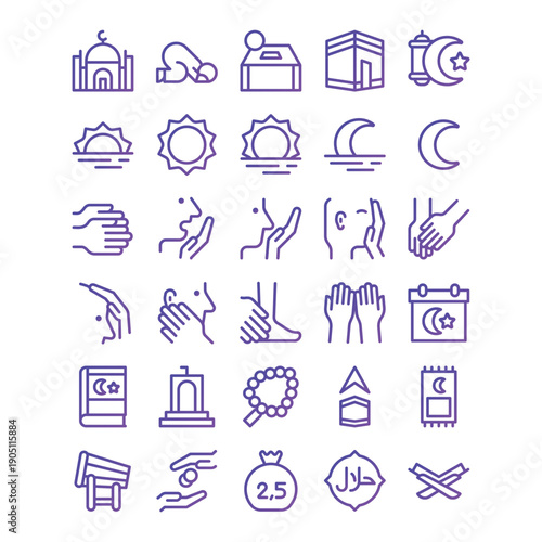 Islamic Icon Set Bundle - Ramadan and Religious Activities Collection