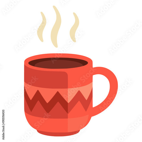 tea mug warm drink beverage cozy vibe flat color vector illustration template design