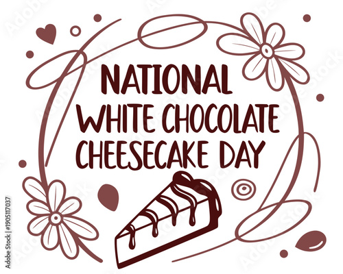 National White Chocolate Cheesecake Day Celebration Vector, Bakery and Pastry Art