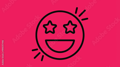 Excited smiley face with stars for eyes and wide smile.