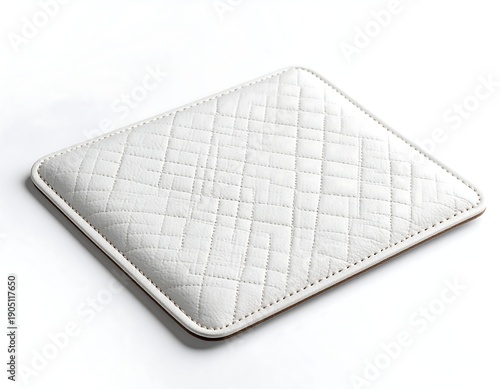 A square, quilted, white leather pad