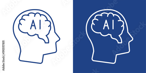 Artificial Intelligence Blue And White Icon Style Collection