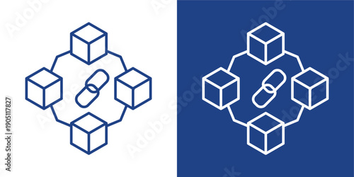 Blockchain Blue And White Icon Style Collection