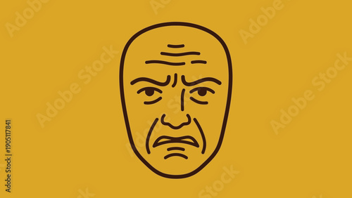 Illustration of a distressed mans face with furrowed brow.