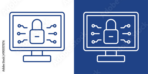 Cybersecurity Blue And White Icon Style Collection