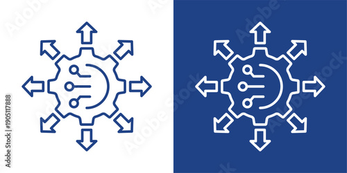 Decentralization Blue And White Icon Style Collection