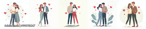 vector couple standing hugging full of love on valentine