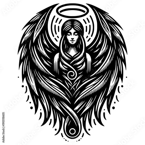 Angel with halo vector illustration