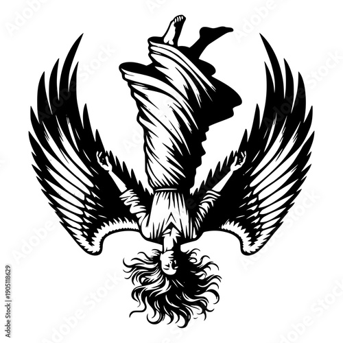 Angel upside down vector illustration
