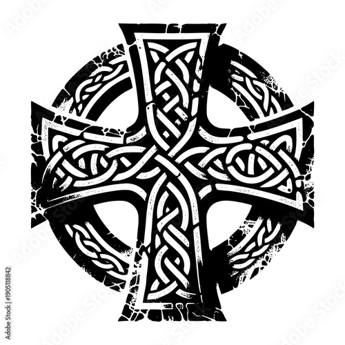 Celtic cross with intricate patterns vector illustration