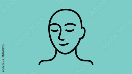 Minimalist Line Art of a Serene Human Face with Closed Eyes.