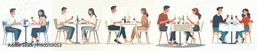 simple romantic couple eating vector on valentine