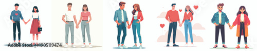 vector couple standing holding hands full of love on valentine