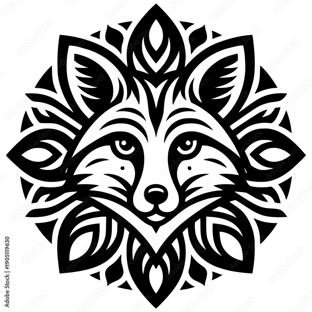 Fototapeta premium Fox with decorative pattern vector illustration