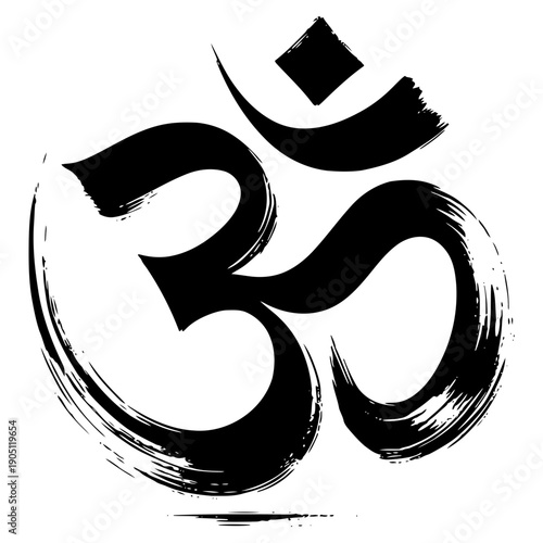 Om symbol with brush strokes vector illustration