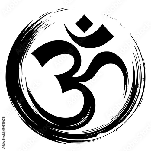 Om symbol with brushstroke vector illustration