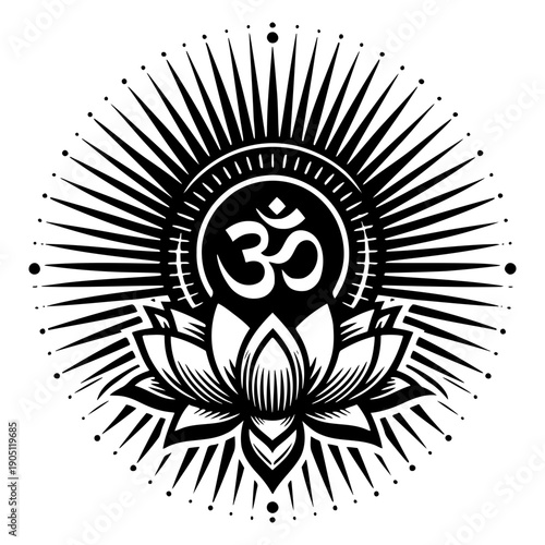 Lotus with Om symbol vector illustration