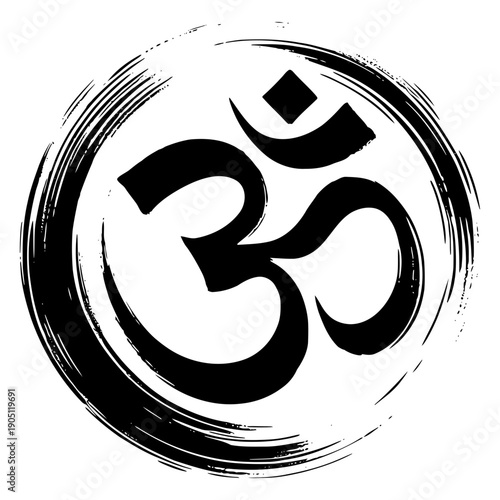 Om symbol with brushstroke vector illustration