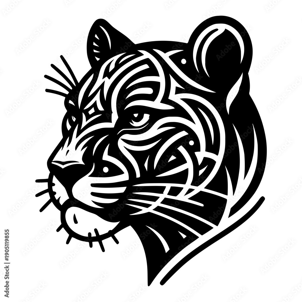 Obraz premium Tiger with abstract pattern vector illustration