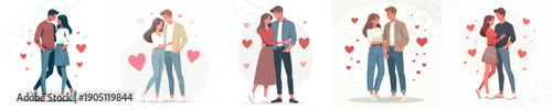 vector couple standing hugging full of love on valentine