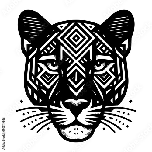 Tiger with geometric patterns vector illustration